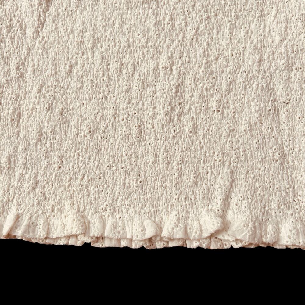 ASTR The Label Women’s Hudson Top White Eyelet Pique Smocked Bodice Size M NWOT - Picture 10 of 12